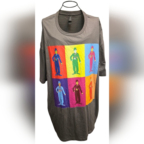 🦋 Gildan Charlie Chaplin Softstyle Dark Gray Graphic Tee (Unisex) Size 3x - Picture 1 of 3